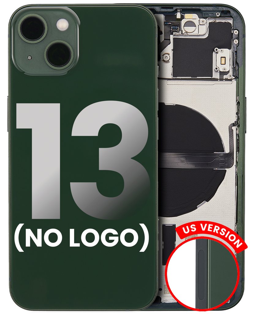 Back Housing W/ Small Components Pre-Installed Compatible For iPhone 13 (No Logo) (Aftermarket Plus) (US Version) (Green)