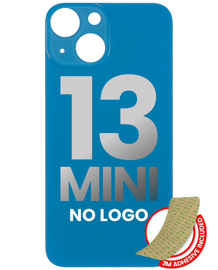 Back Glass With 3M Adhesive Compatible For iPhone 13 Mini (No Logo / Large Camera Hole) (Blue)