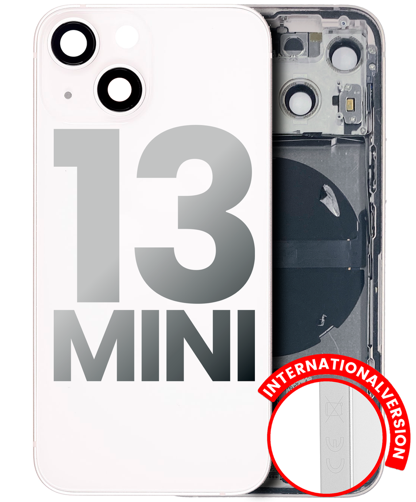 Back Housing W/ Small Components Pre-Installed Compatible For iPhone 13 Mini (International Version) (Used OEM Pull: Grade A) (Starlight)