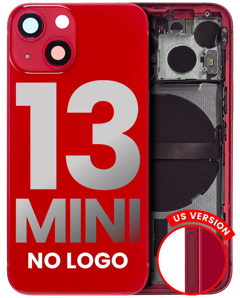Back Housing W/ Small Components Pre-Installed Compatible For iPhone 13 Mini (US Version) (No Logo) (Aftermarket Plus) (Red)