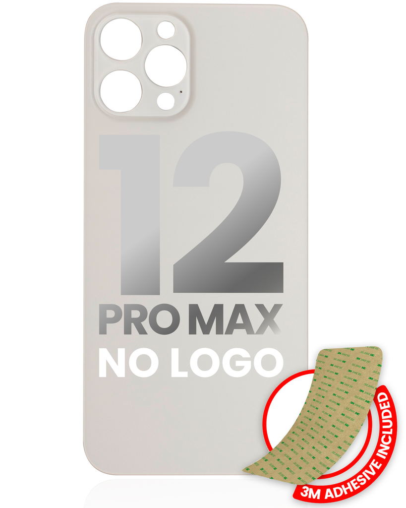 Back Glass With 3M Adhesive Compatible For iPhone 12 Pro Max (No Logo / Large Camera Hole) (Silver)