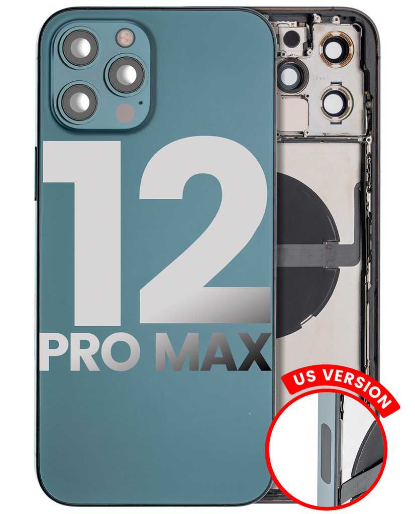 Back Housing W/ Small Components Pre-Installed Compatible For iPhone 12 Pro Max (US Version) (Used OEM Pull: Grade B) (Pacific Blue)