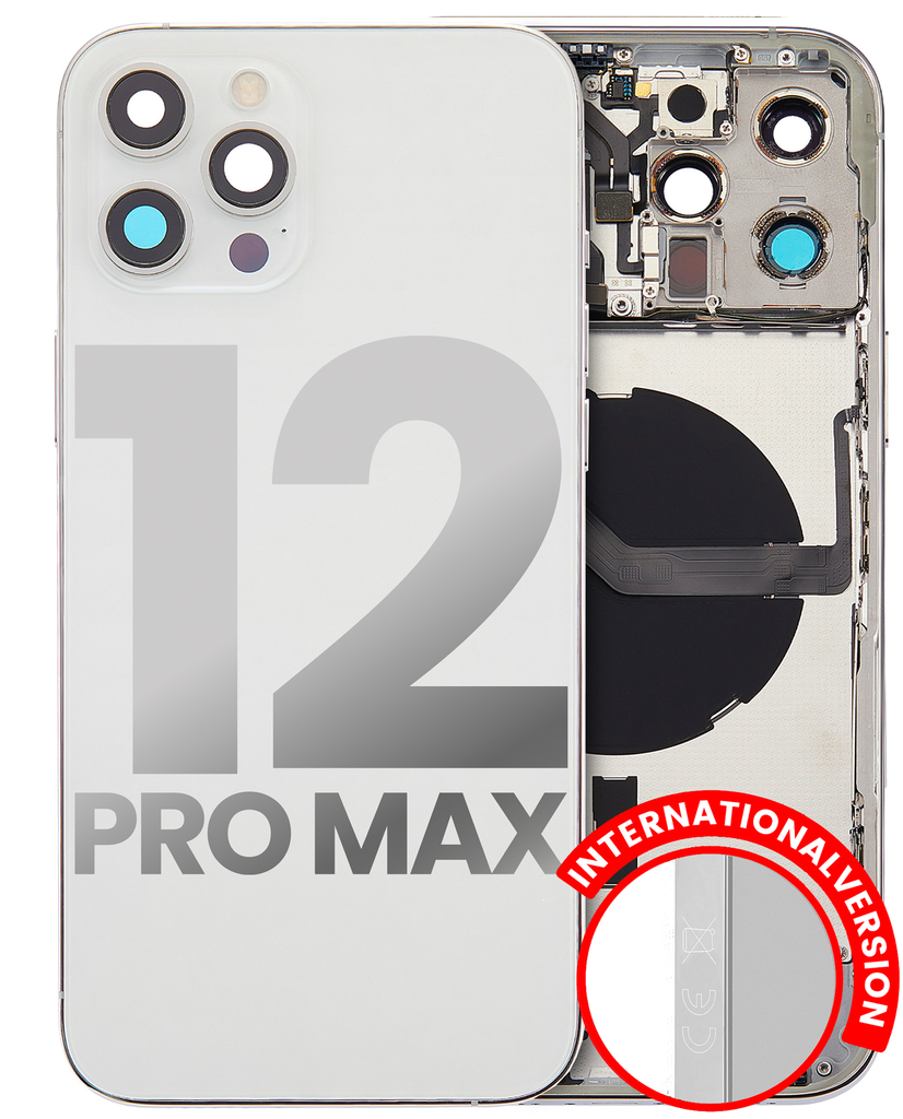 Back Housing W/ Small Components Pre-Installed Compatible For iPhone 12 Pro Max (International Version) (Used OEM Pull: Grade B) (Silver)