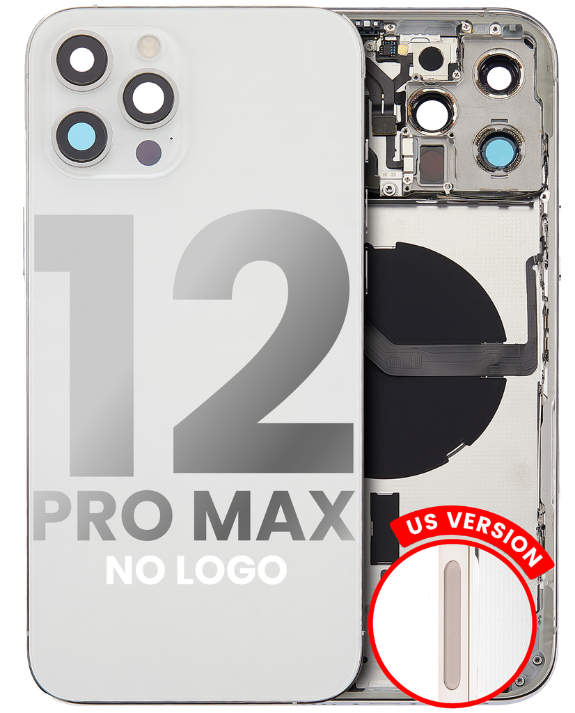 Back Housing W/ Small Components Pre-Installed Compatible For iPhone 12 Pro Max (US Version) (No Logo) (Aftermarket Plus) (Silver)