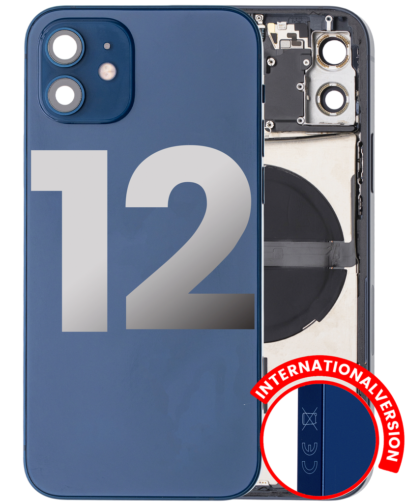 Back Housing W/ Small Components Pre-Installed Compatible For iPhone 12 (International Version) (Used OEM Pull: Grade C) (Blue)