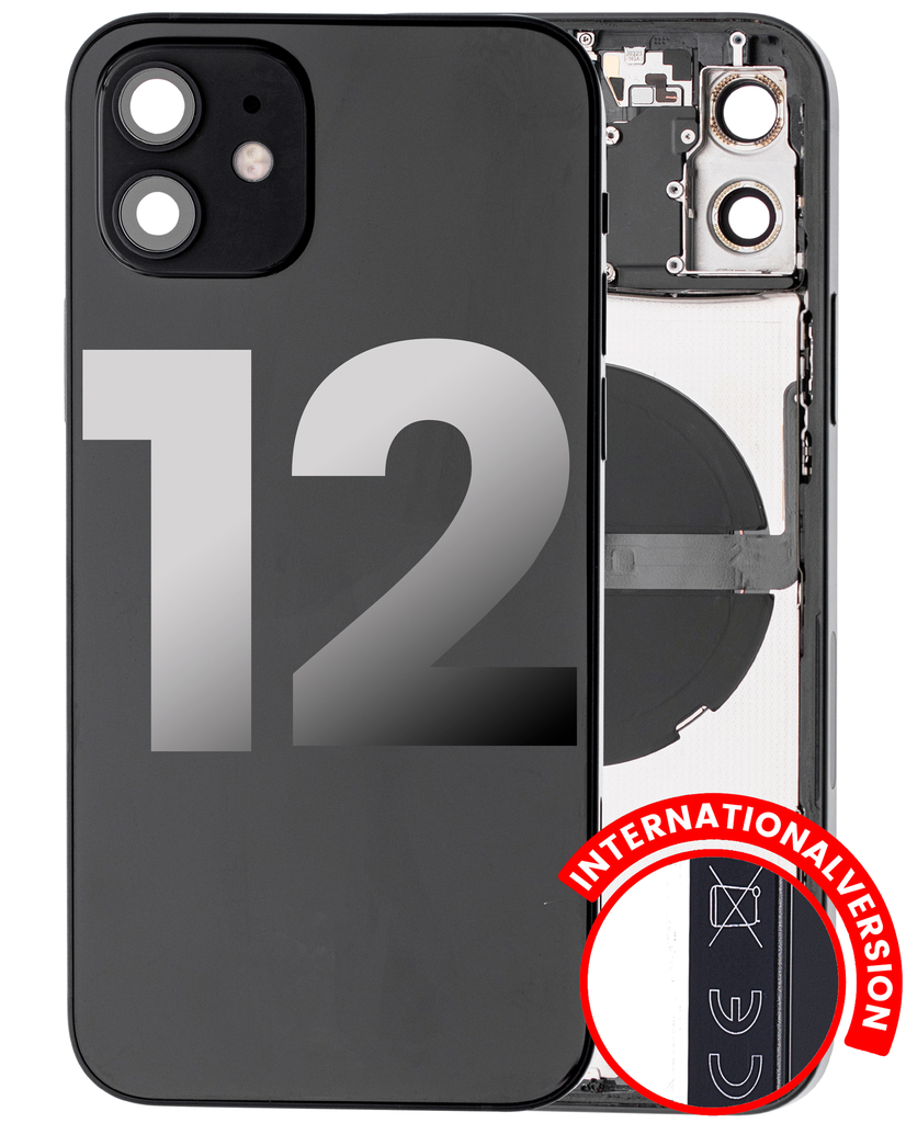 Back Housing W/ Small Components Pre-Installed Compatible For iPhone 12 (International Version) (Used OEM Pull: Grade B) (Black)