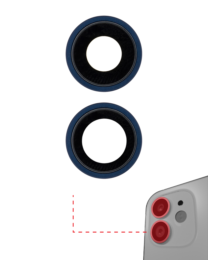 Back Camera Lens With Bracket &amp; Bezel Compatible For iPhone 12 / 12 Mini (Aftermarket Plus) (Blue)