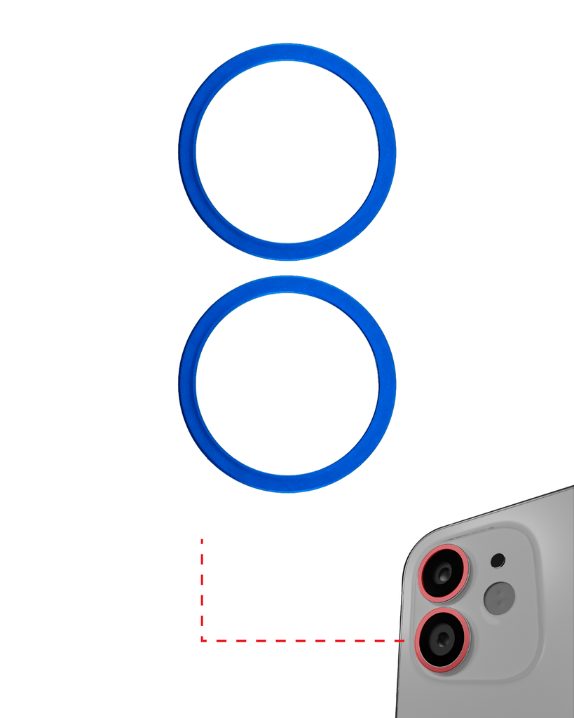 Back Camera Bezel Ring Only Compatible For iPhone 12 / 12 Mini (Blue) (2 Piece Set) (10 Pack)