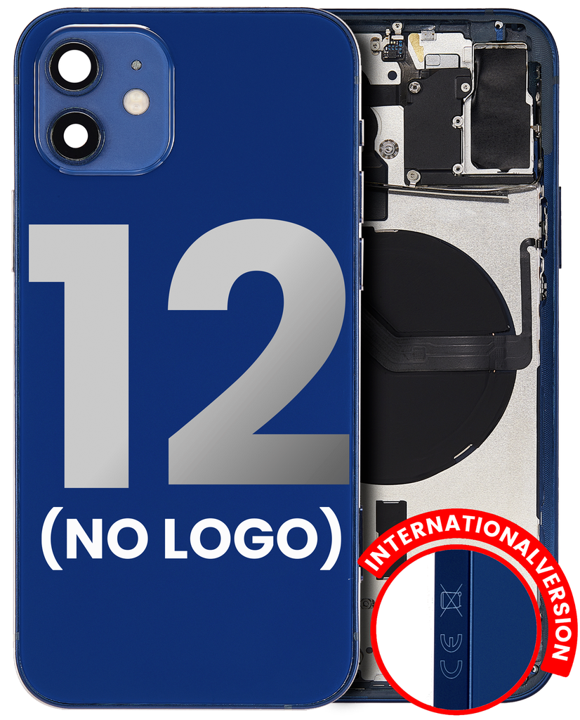Back Housing W/ Small Components Pre-Installed Compatible For iPhone 12 (No Logo) (Aftermarket Plus) (International Version) (Blue)