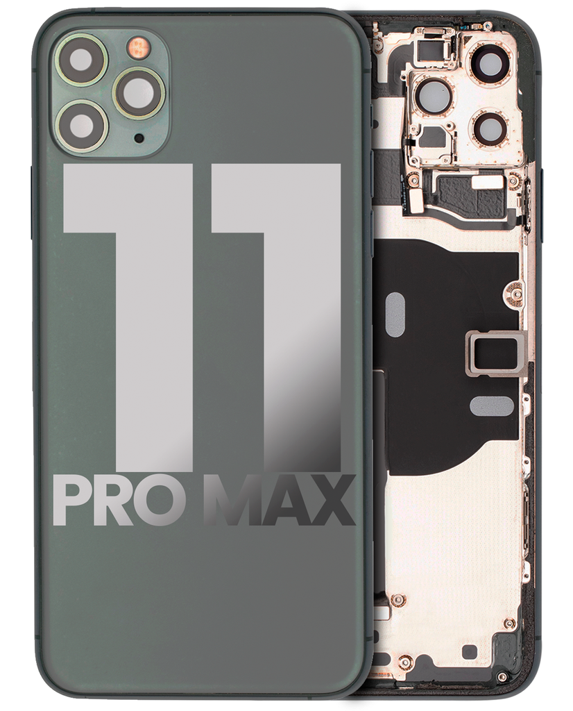 Back Housing W/ Small Components Pre-Installed Compatible For iPhone 11 Pro Max (Used OEM Pull: Grade C) (Midnight Green)
