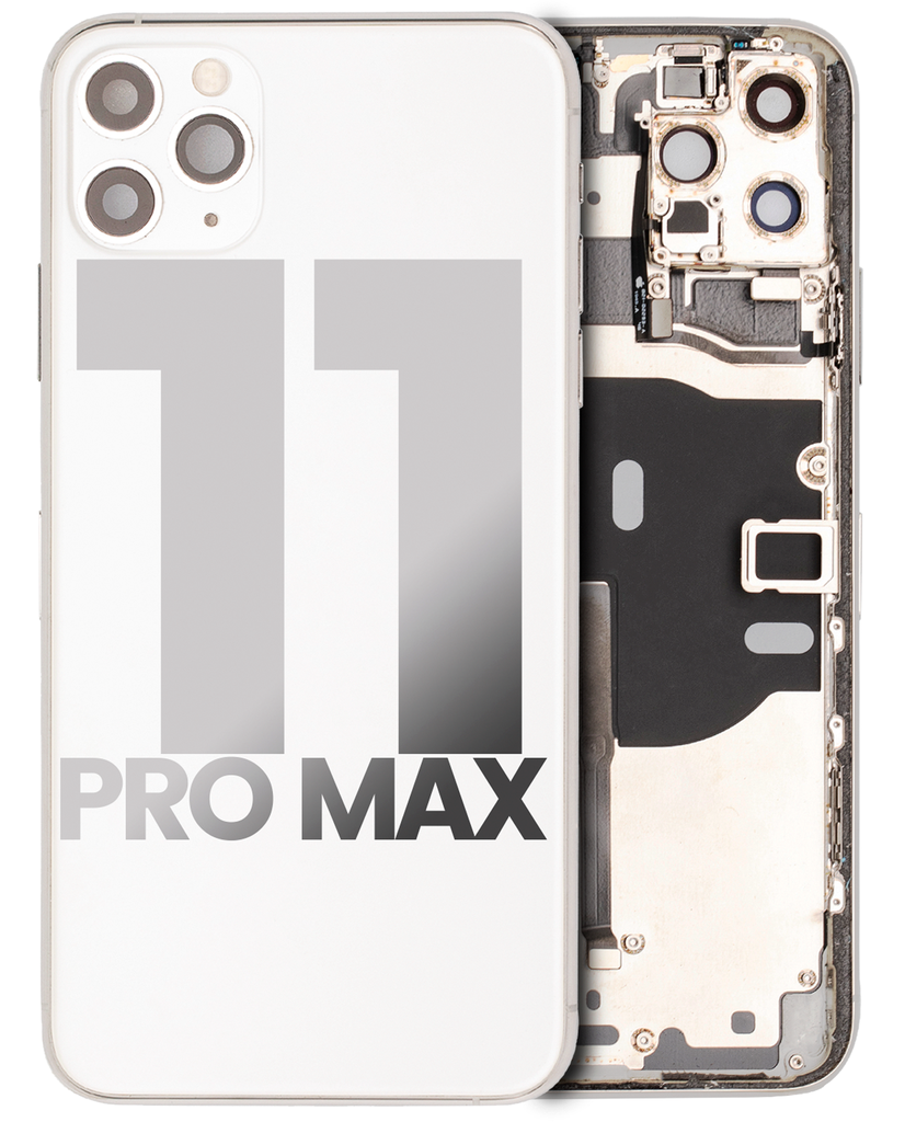 Back Housing W/ Small Components Pre-Installed Compatible For iPhone 11 Pro Max (Used OEM Pull: Grade B) (Silver)