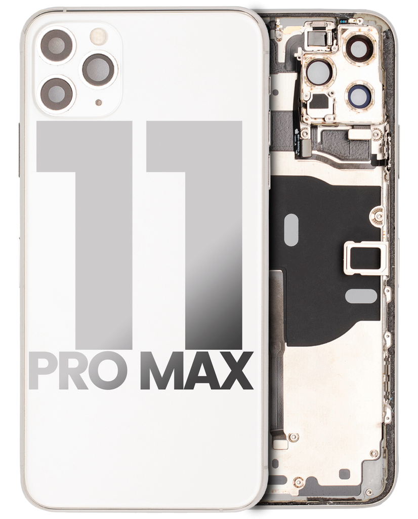 Back Housing W/ Small Components Pre-Installed Compatible For iPhone 11 Pro Max (Used OEM Pull: Grade A) (Silver)