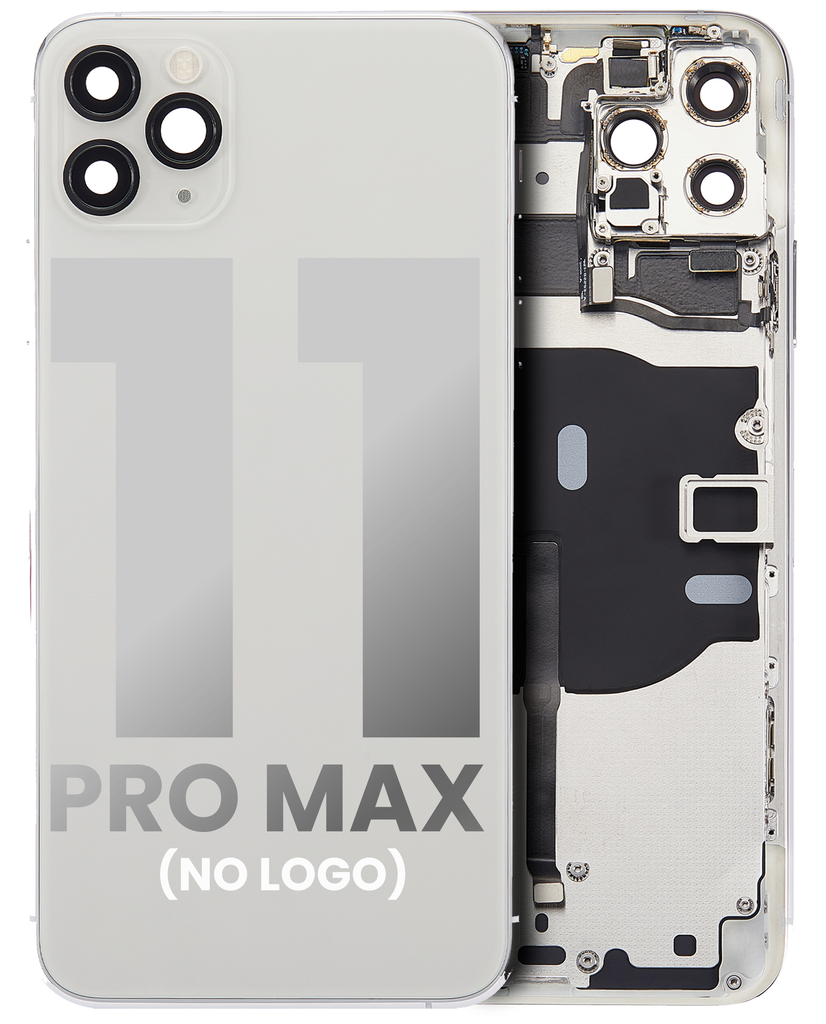 Back Housing W/ Small Components Pre-Installed Compatible For iPhone 11 Pro Max (No Logo) (Aftermarket Plus) (Silver)