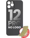 Back Glass With 3M Adhesive Compatible For iPhone 12 Pro (No Logo / Large Camera Hole) (Graphite)