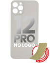 Back Glass With 3M Adhesive Compatible For iPhone 12 Pro (No Logo / Large Camera Hole) (Silver)