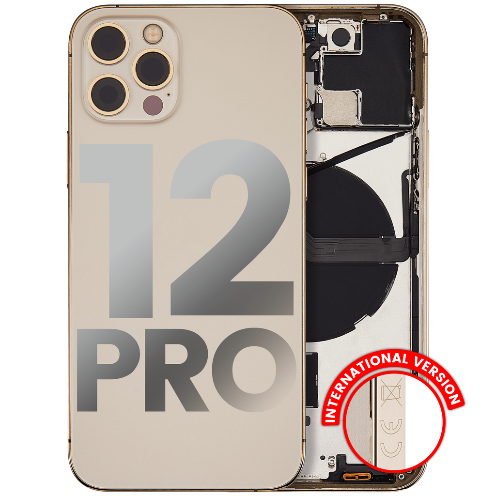 Back Housing W/ Small Components Pre-Installed Compatible For iPhone 12 Pro (International Version) (Used OEM Pull: Grade C) (Gold)
