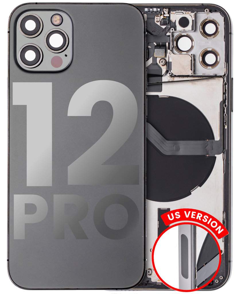 Back Housing W/ Small Components Pre-Installed Compatible For iPhone 12 Pro (International Version) (Used OEM Pull: Grade C) (Graphite)