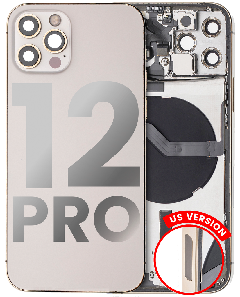 Back Housing W/ Small Components Pre-Installed Compatible For iPhone 12 Pro (US Version) (Used OEM Pull: Grade C) (Gold)