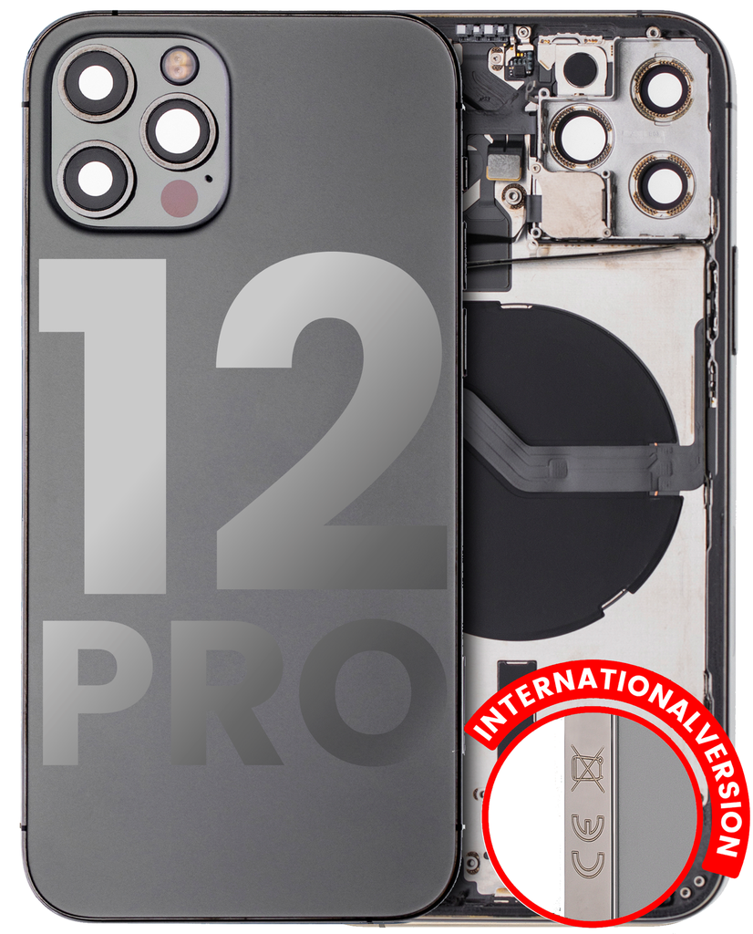 Back Housing W/ Small Components Pre-Installed Compatible For iPhone 12 Pro (International Version) (Used OEM Pull: Grade B) (Graphite)