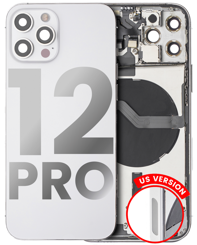 Back Housing W/ Small Components Pre-Installed Compatible For iPhone 12 Pro (US Version) (Used OEM Pull: Grade B) (Silver)