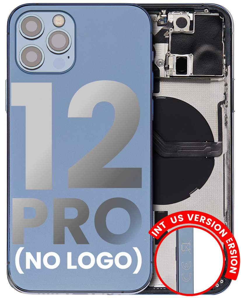 Back Housing W/ Small Components Pre-Installed Compatible For iPhone 12 Pro (No Logo) (Aftermarket Plus) (International Version) (Pacific Blue)