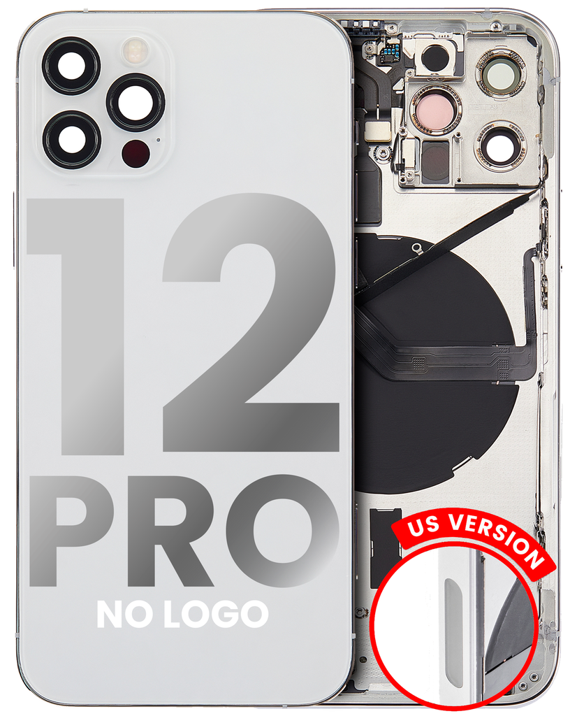 Back Housing W/ Small Components Pre-Installed Compatible For iPhone 12 Pro (US Version) (No Logo) (Aftermarket Plus) (Silver)