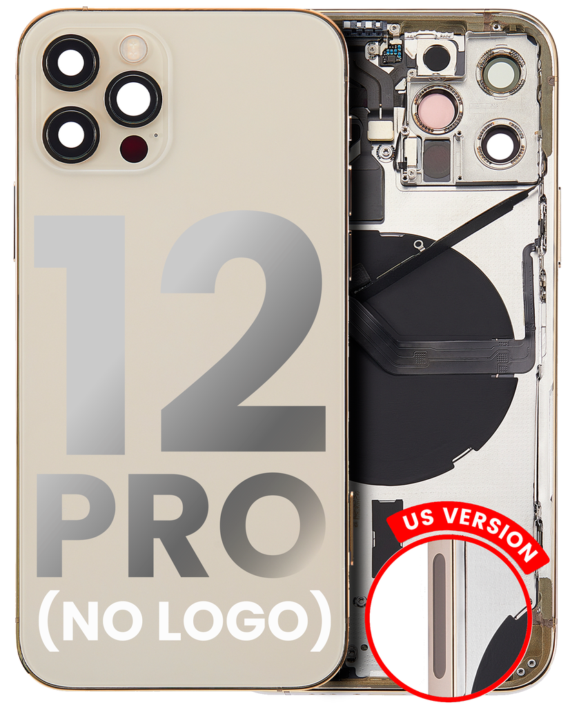 Back Housing W/ Small Components Pre-Installed Compatible For iPhone 12 Pro (US Version) (No Logo) (Aftermarket Plus) (Gold)