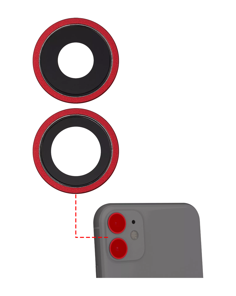 Back Camera Lens With Bracket &amp; Bezel Compatible For iPhone 11 (Red) (Aftermarket Plus)