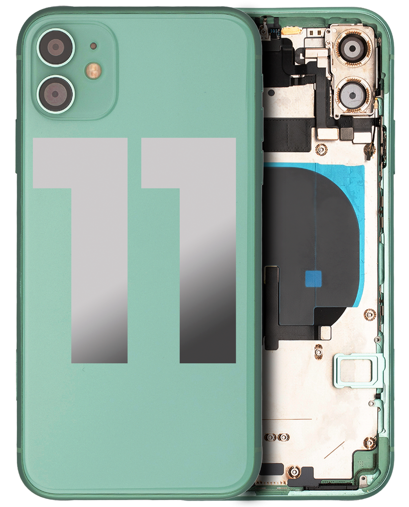 Back Housing W/ Small Components Pre-Installed Compatible For iPhone 11 (Used OEM Pull: Grade C) (Green)