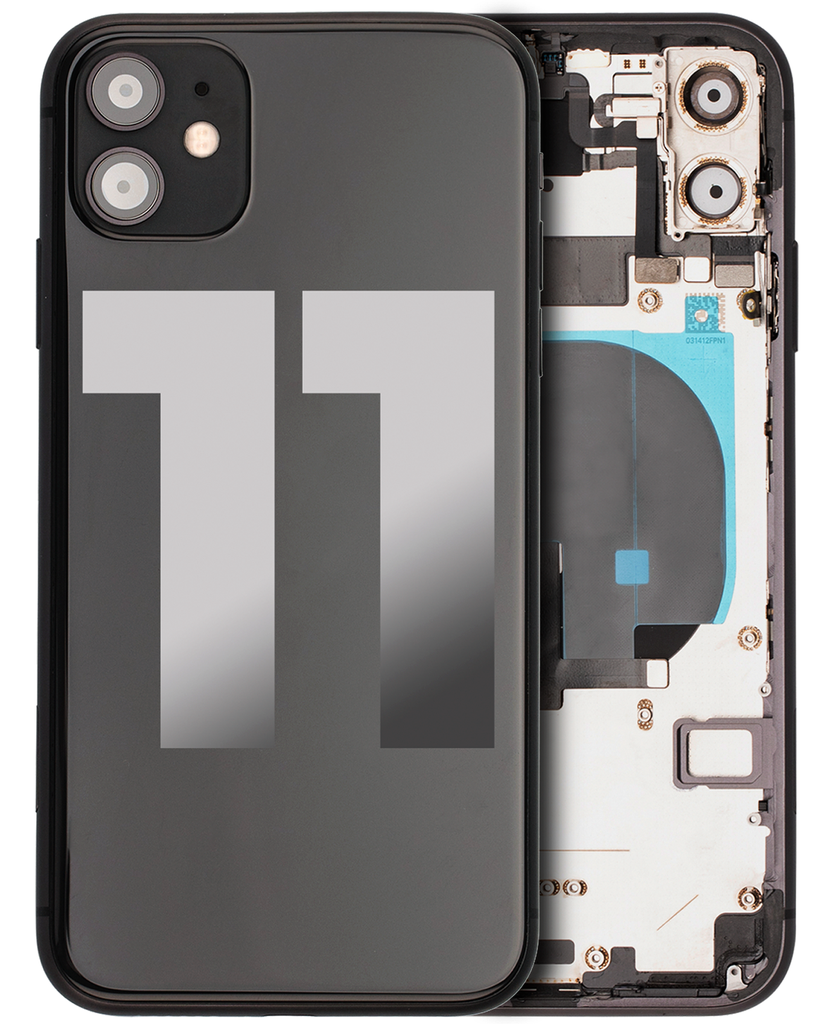 Back Housing W/ Small Components Pre-Installed Compatible For iPhone 11 (Used OEM Pull: Grade C) (Black)