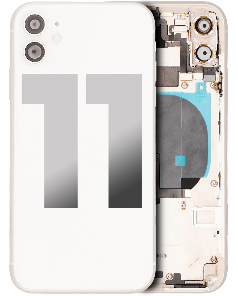 Back Housing W/ Small Components Pre-Installed Compatible For iPhone 11 (Used OEM Pull: Grade A) (White)