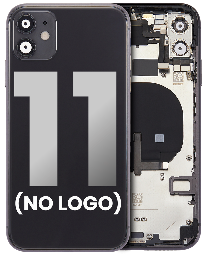 Back Housing W/ Small Components Pre-Installed Compatible For iPhone 11 (No Logo) (Aftermarket Plus) (Black)