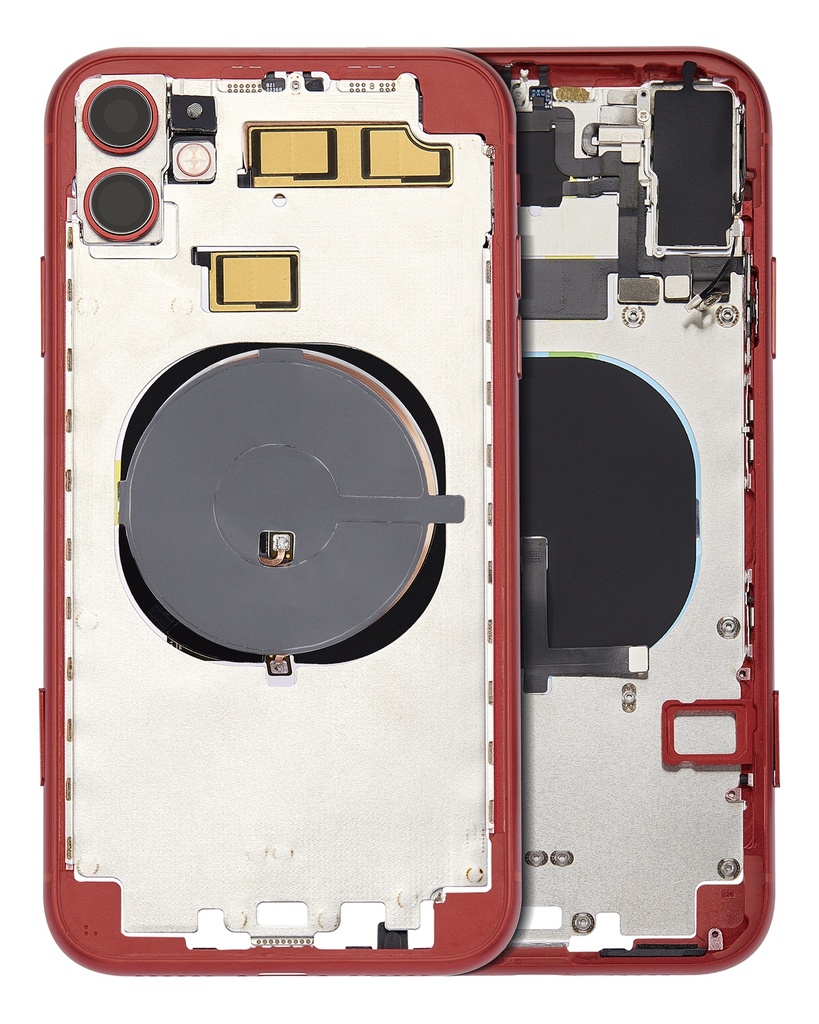 Back Housing W/ Small Components Pre-Installed (Without Back Cover) Compatible For iPhone 11 (Red)