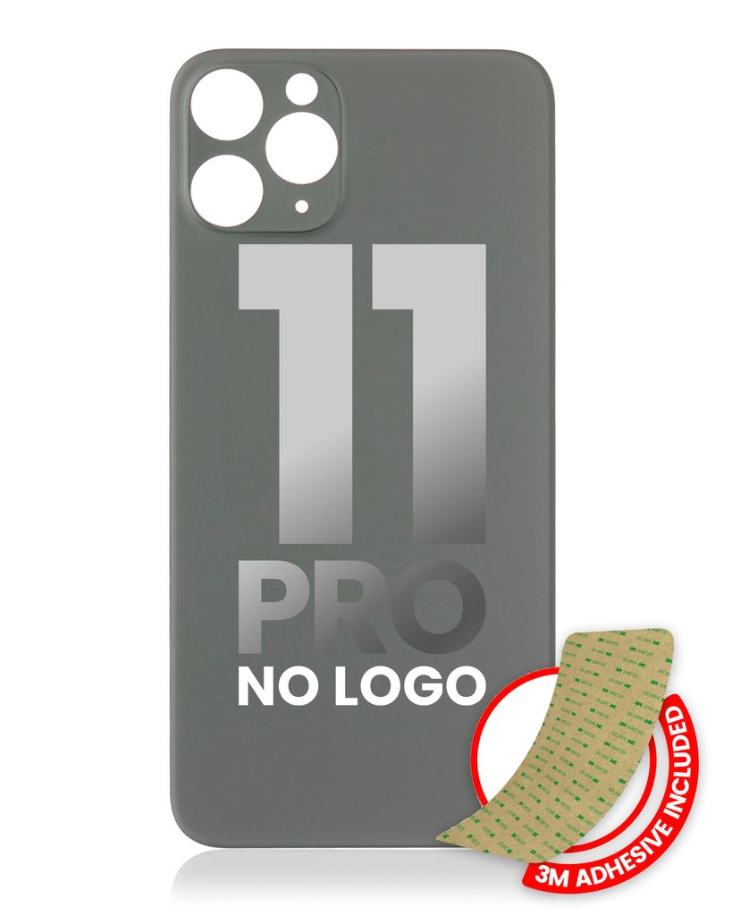Back Glass With 3M Adhesive Compatible For iPhone 11 Pro (No Logo / Large Camera Hole) (Midnight Green)