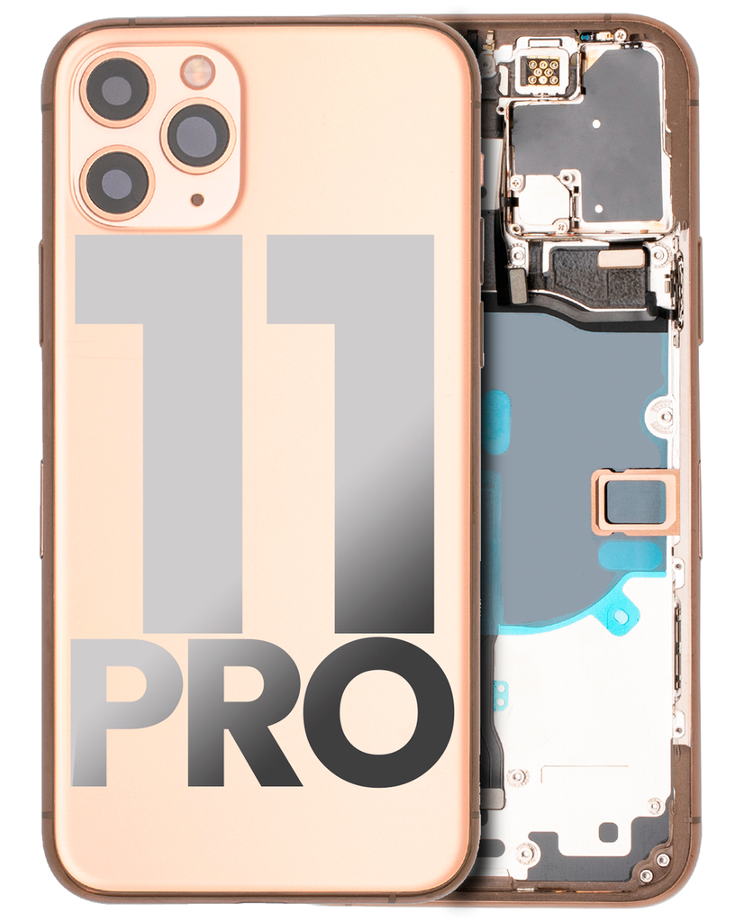 Back Housing W/ Small Components Pre-Installed Compatible For iPhone 11 Pro (Used OEM Pull: Grade C) (Matte Gold)