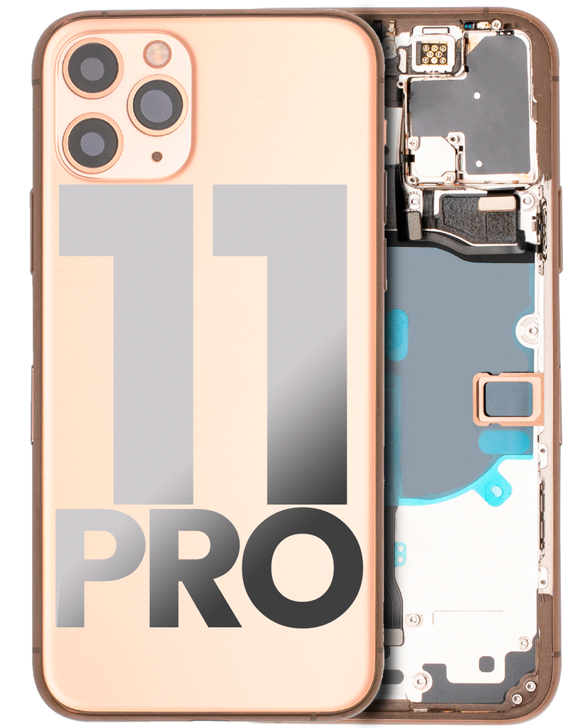 Back Housing W/ Small Components Pre-Installed Compatible For iPhone 11 Pro (Used OEM Pull: Grade B) (Gold)