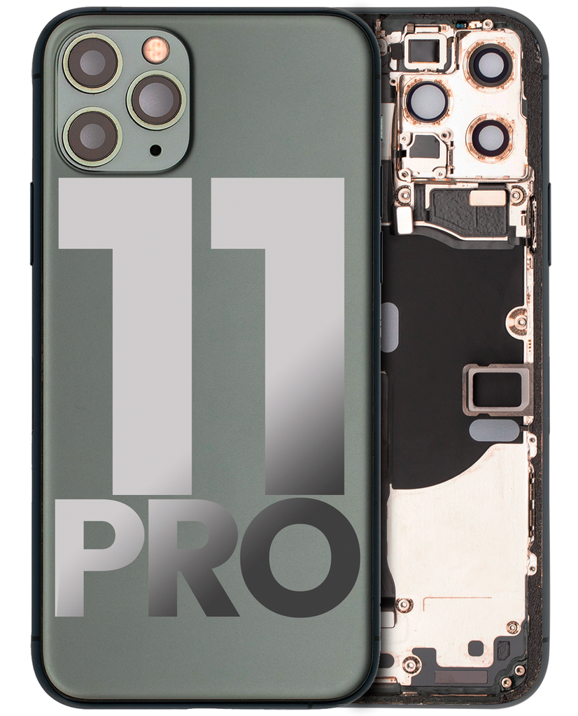 Back Housing W/ Small Components Pre-Installed Compatible For iPhone 11 Pro (Used OEM Pull: Grade A) (Matte Midnight Green)