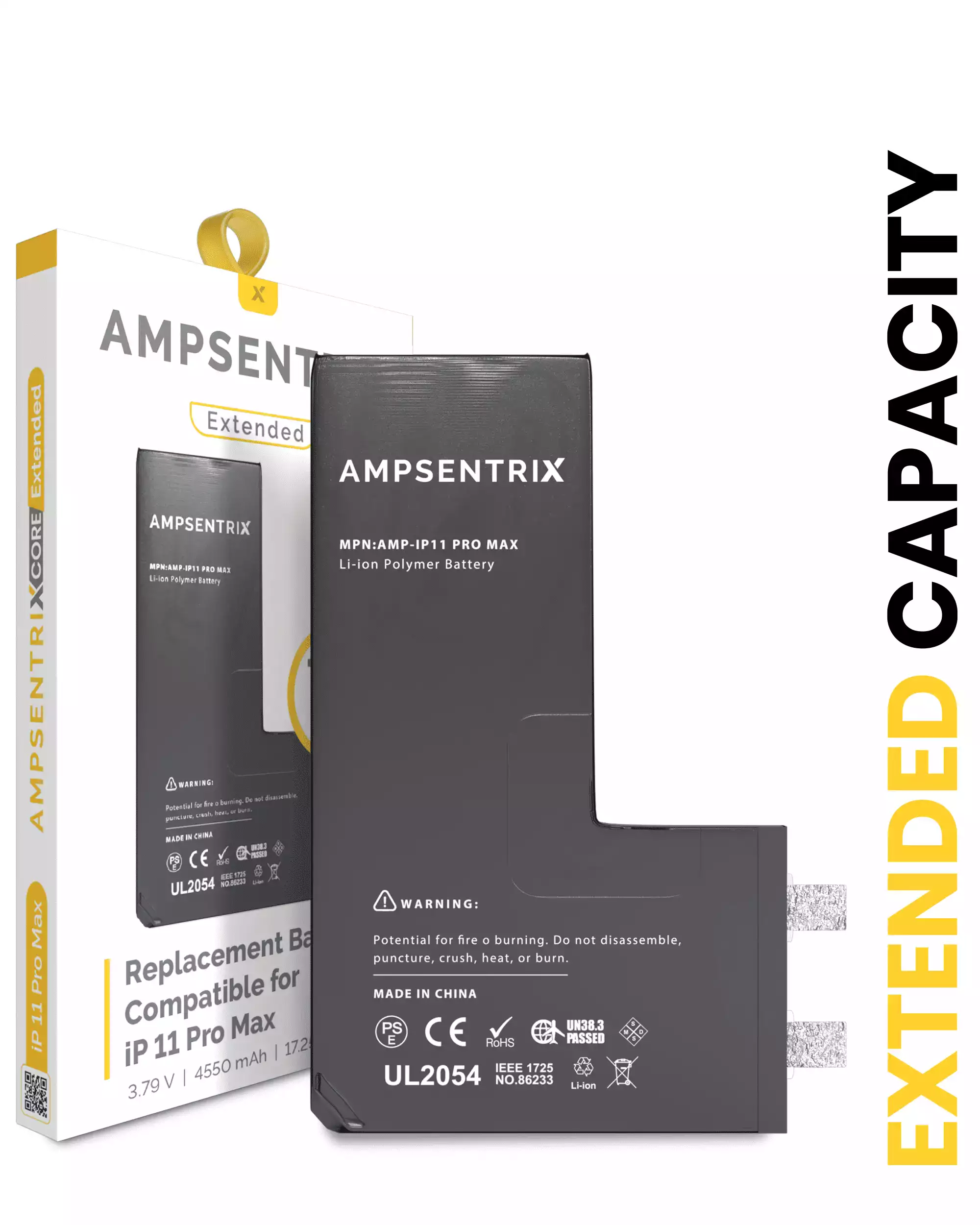 Replacement Battery Compatible For IPhone 11 Pro Max (Spot Welding Required) (AmpSentrix Core Extended)