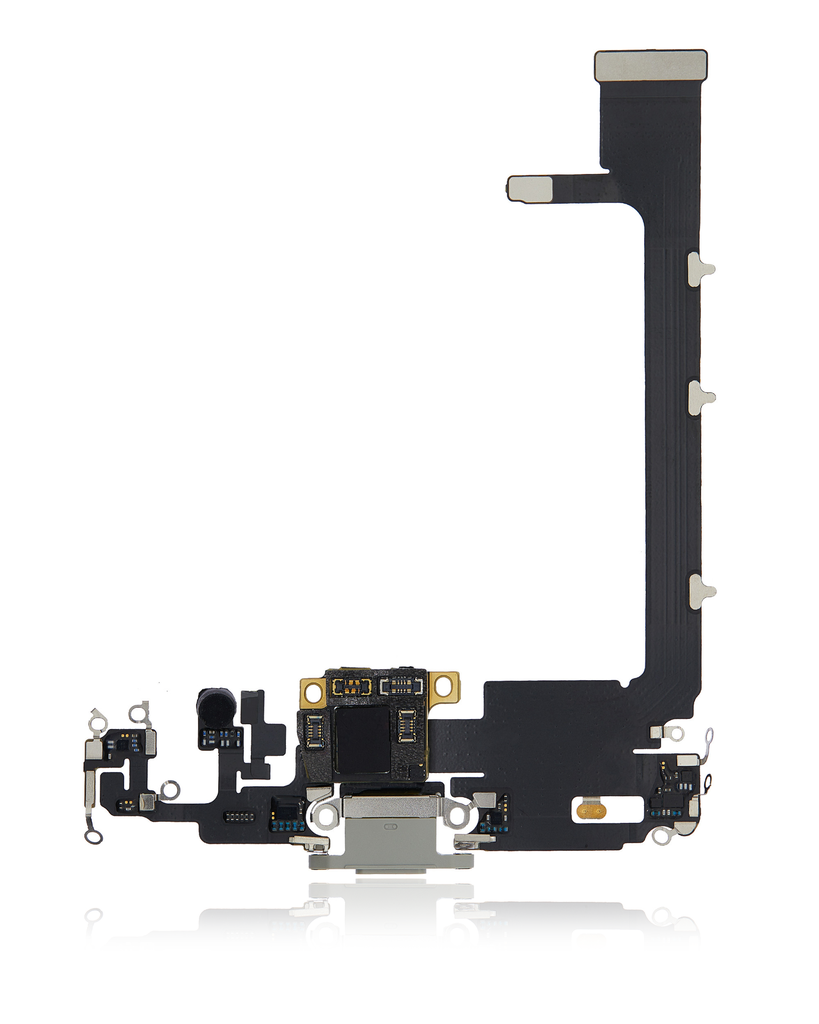 Charging Port Flex Cable With Board Compatible For iPhone 11 Pro Max (Used OEM Pull) (Silver)
