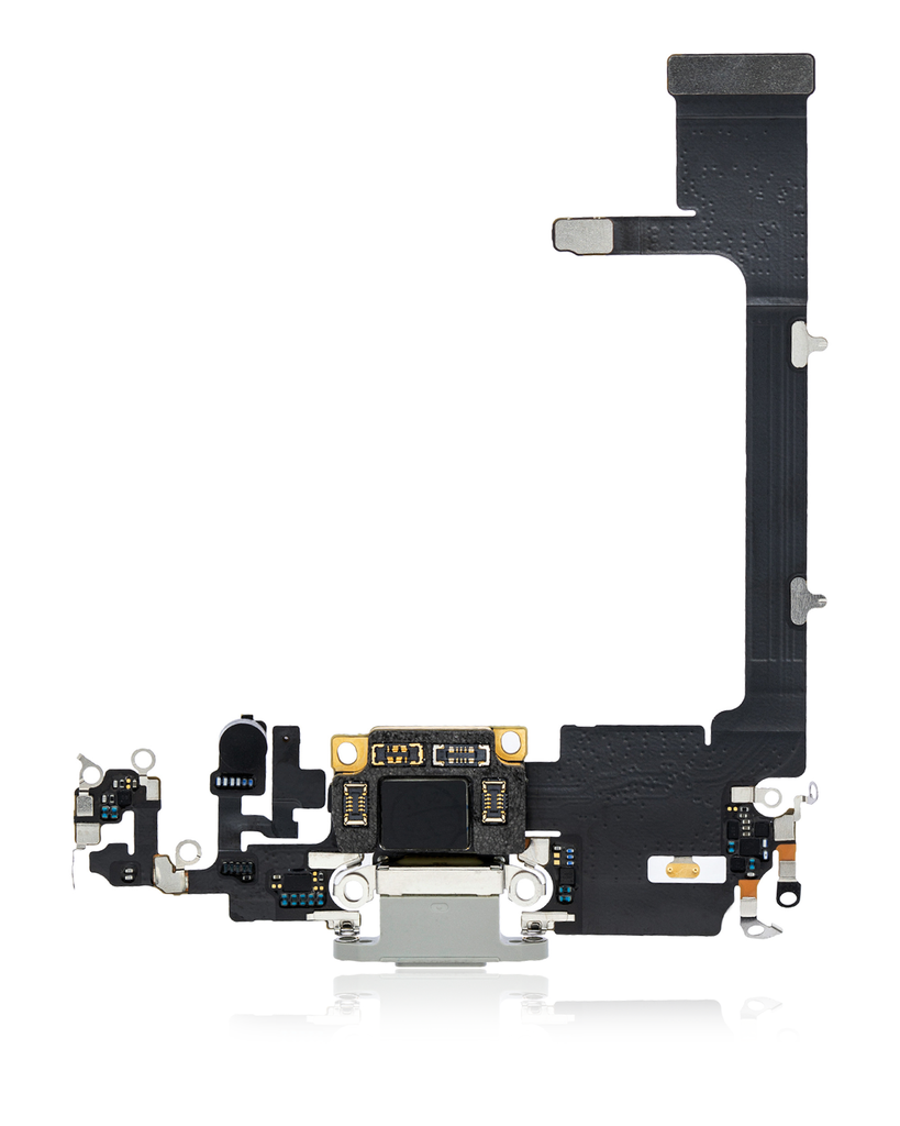 Charging Port Flex Cable With Board Compatible For iPhone 11 Pro (Premium) (Silver)