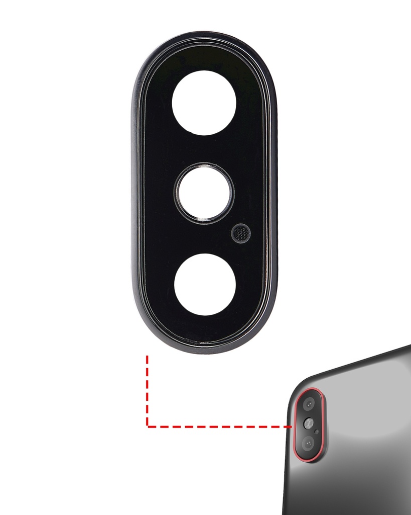 Back Camera Lens With Bracket &amp; Bezel Compatible For iPhone XS / XS Max (Aftermarket Plus) (Silver) (10 Pack)