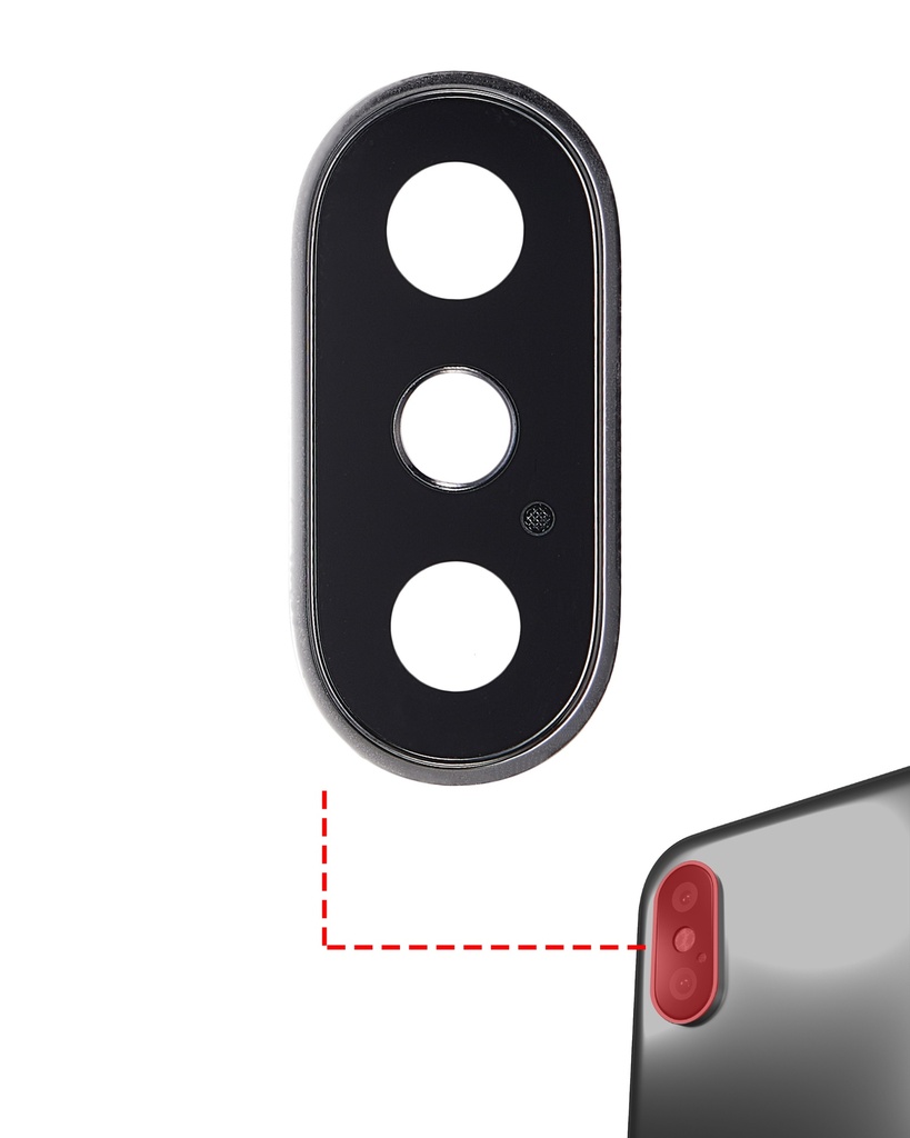 Back Camera Lens With Bracket &amp; Bezel Compatible For iPhone X (Aftermarket Plus) (Silver) (10 Pack)