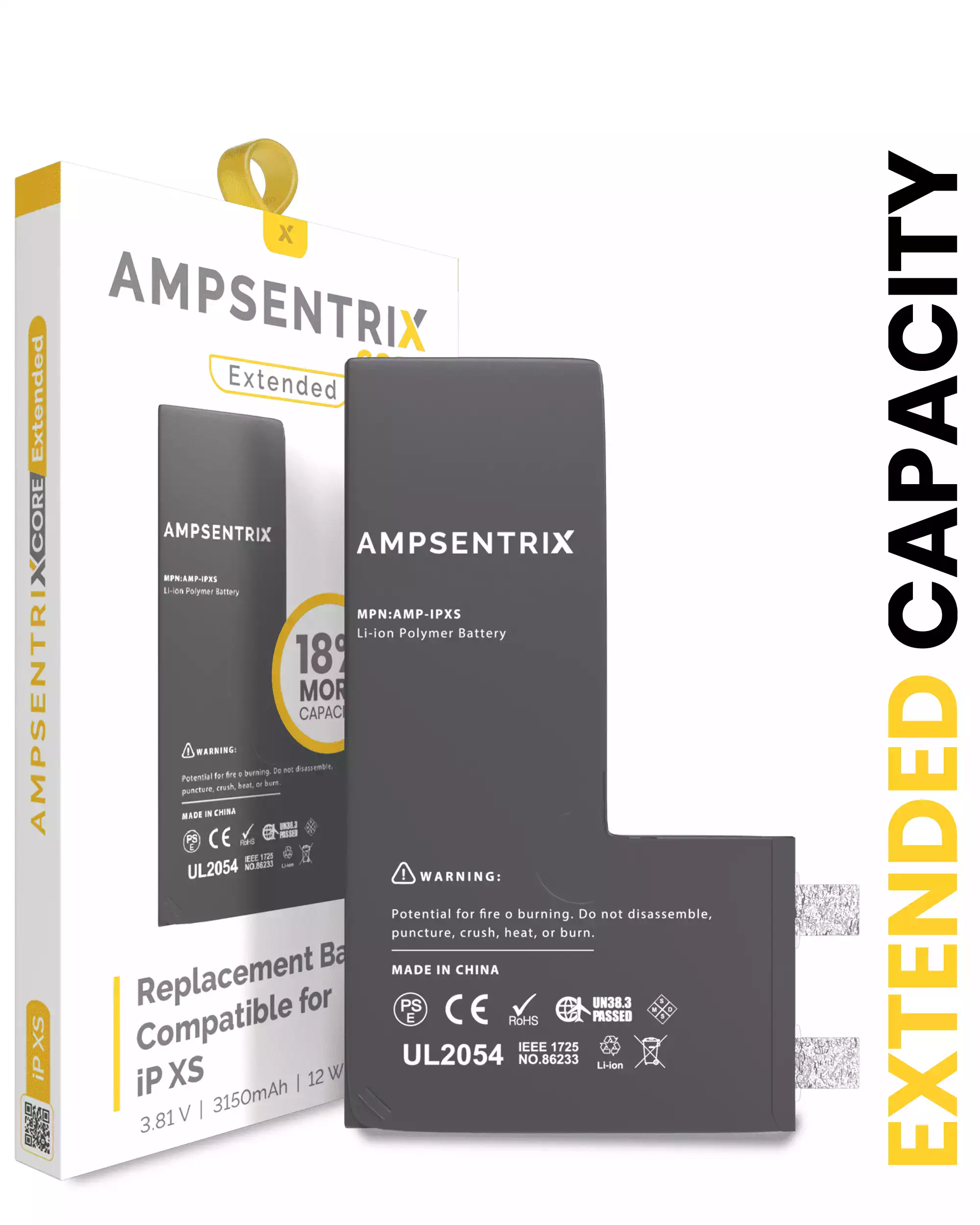 Replacement Battery Compatible For iPhone XS (Spot Welding Required) (AmpSentrix Core Extended)