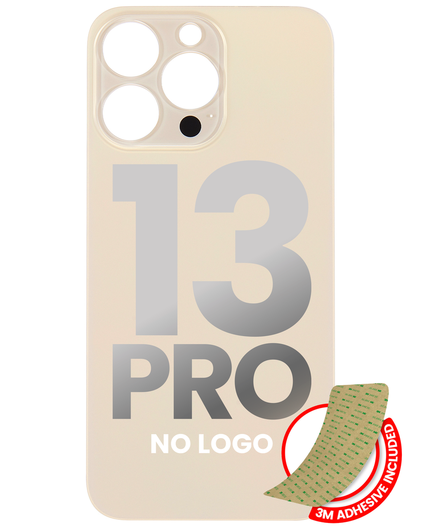 Back Glass With 3M Adhesive Compatible For iPhone 13 Pro (No Logo / Large Camera Hole) (Gold)