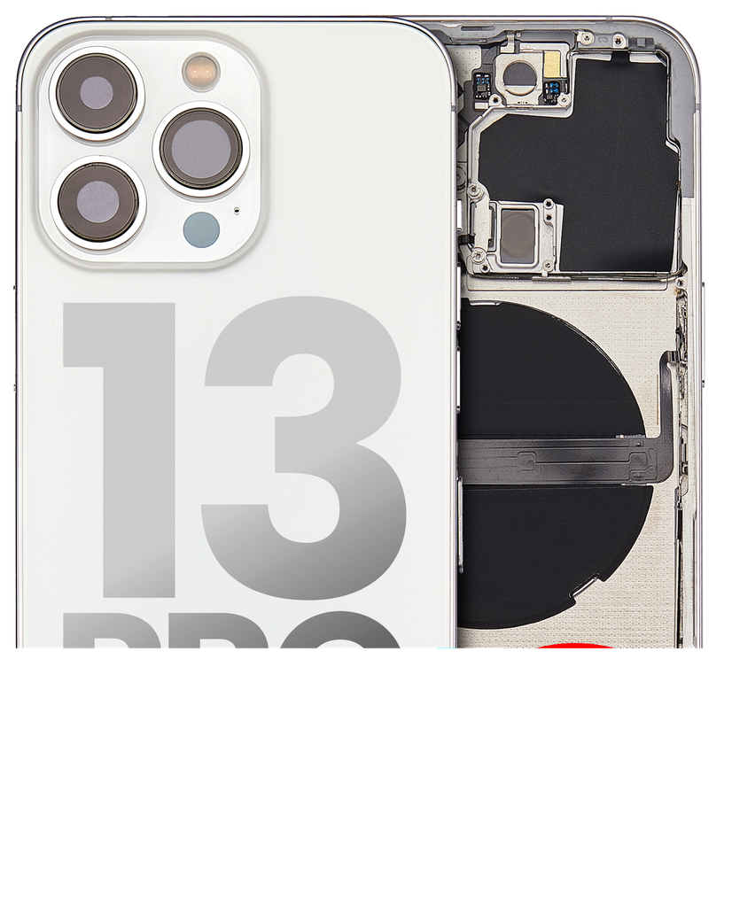 Back Housing W/ Small Components Pre-Installed Compatible For iPhone 13 Pro (US Version) (No Logo) (Aftermarket Plus) (Silver)