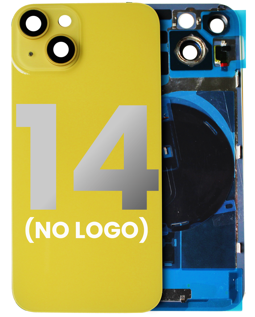 Back Glass With Steel Plate With Wireless NFC &amp; MagSafe Magnet Pre-Installed Compatible For iPhone 14 (No Logo) (Yellow)