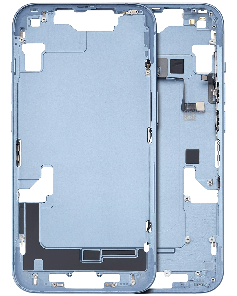 Mid-Frame Housing With Power And Volume Button Compatible For iPhone 14 (Used OEM Pull: Grade C) (US Version) (Blue)