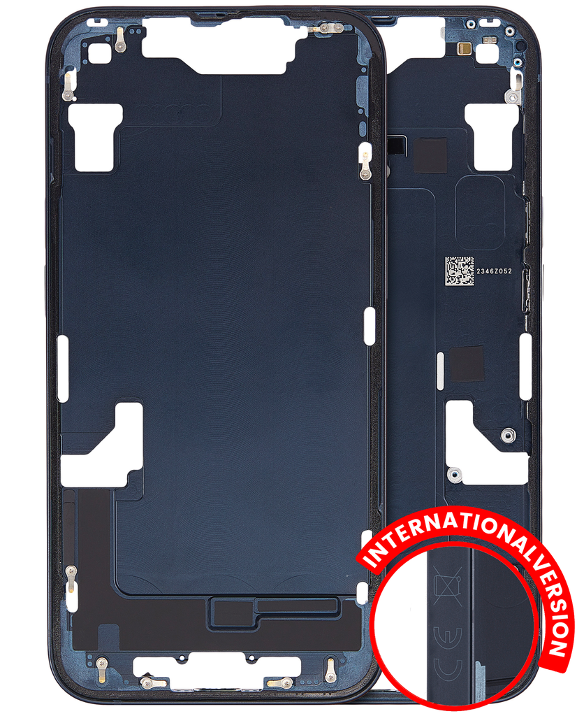 Mid-Frame Housing With Power And Volume Button Compatible For iPhone 14 (International Version) (Used OEM Pull: Grade A) (Midnight)