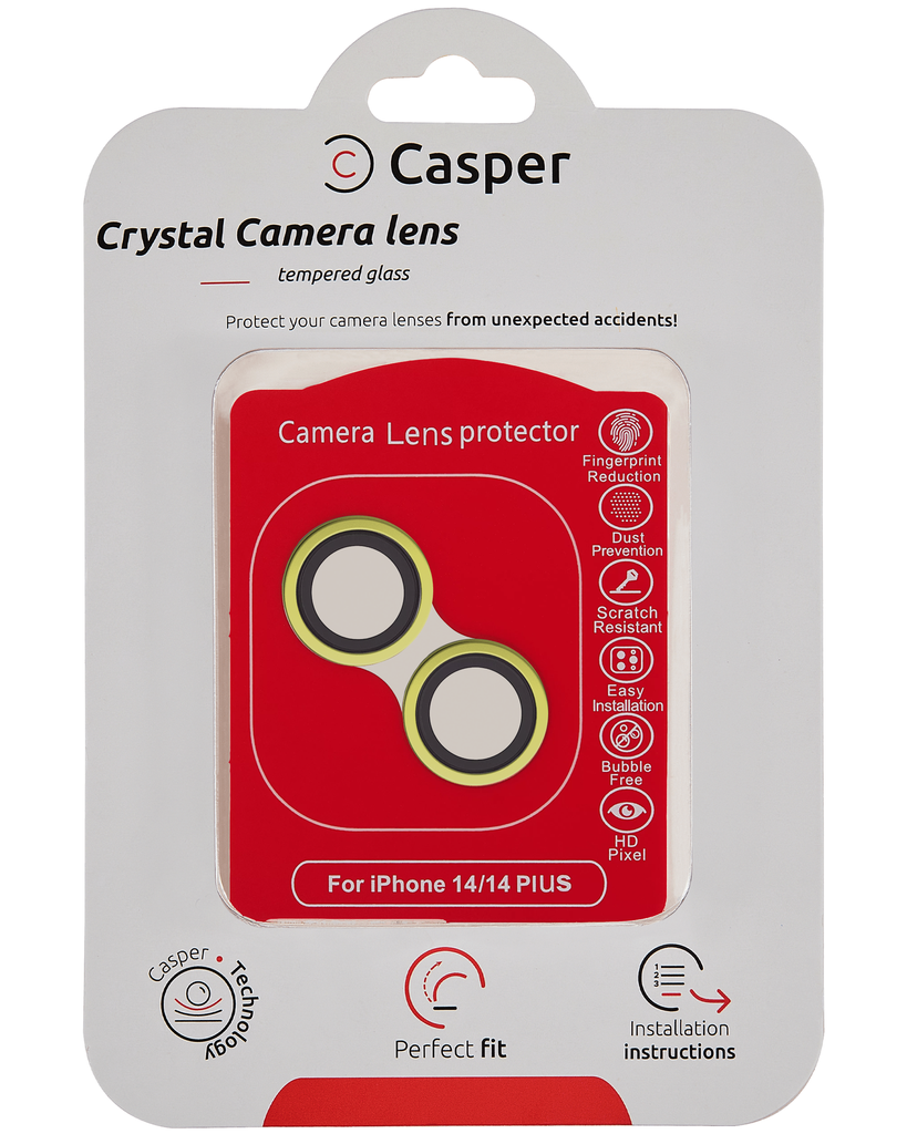 Casper Camera Lens Protector Compatible For iPhone 14 / 14 Plus (Yellow) (Clear)