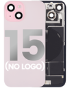 Back Glass With Steel Plate With Wireless NFC Charging MagSafe Magnet &amp; Flashlight Flex Compatible For iPhone 15 (No Logo) (Pink)